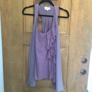 Elizabeth James racerback ruffle tank top purple Small Silk Cotton